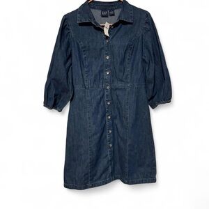 NWT Gap Denim cotton mini puff sleeve dress small